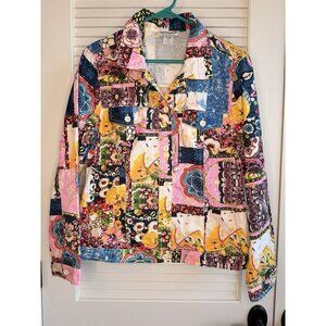 Serengeti Fashions Patchwork Print Jacket Women’s Medium Multicolor Button Front